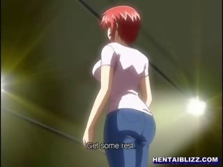 Xích hentai tóc đỏ được quất và gangbanged