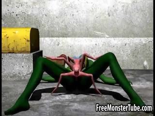 3d karikatur asing bayi mendapatkan kacau keras oleh sebuah spider