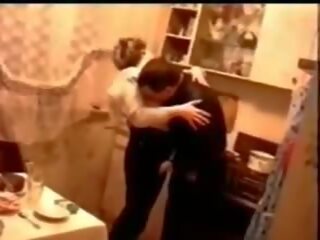 Russian booze in the kitchen turns into dirty video